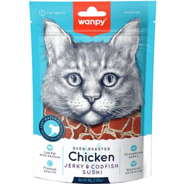 Wanpy Cat Sushi (Rollitos De Pollo & Bacalao) 80Gr - Imagen 1